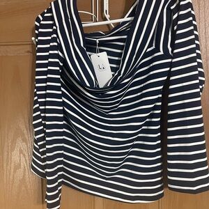 Striped Navy and White Women's Blouse